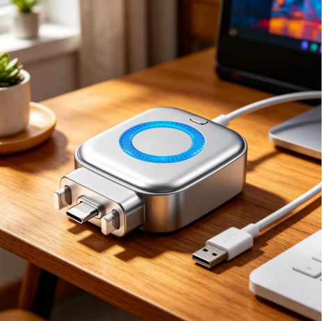 Adaptor USB-C cu Încărcare Rapidă  și Oprire Automată la 100% – Auto Pop-Out